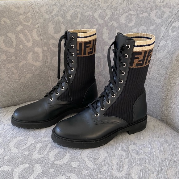 Fendi Black Combat Boots size 38.5 - Picture 3 of 10